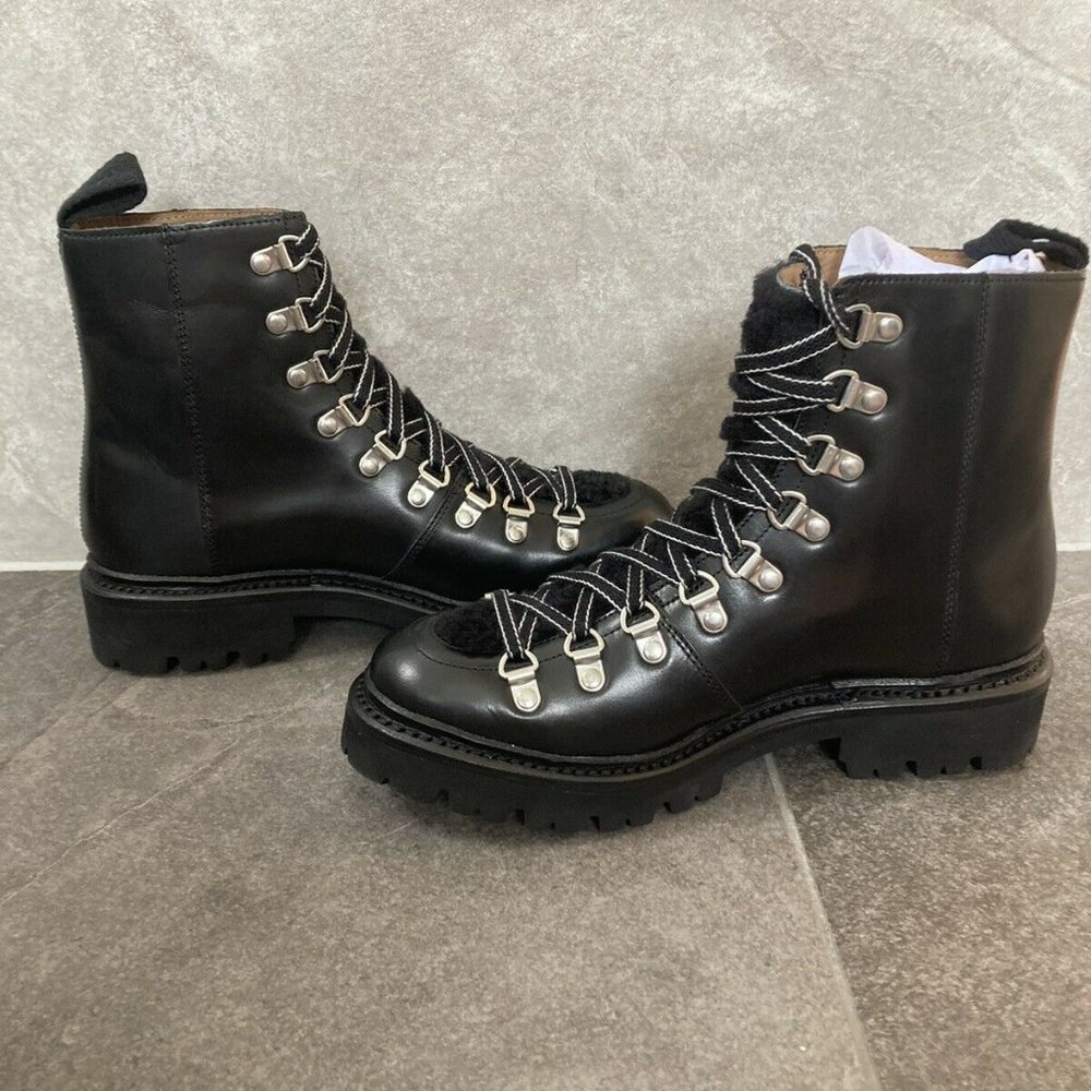 Grenson Nanette Black Shearling Leather Boots  BRAND NEW